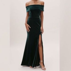 BHLDN Fawn Emerald Velvet Dress